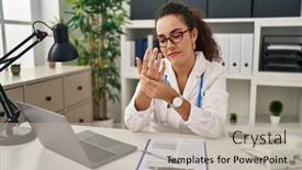  Presentation with inflammation - Presentation design consisting of young-hispanic-woman-wearing-doctor background and a mint green colored foreground