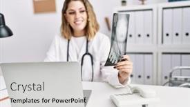  Presentation with xray - Theme with young-hispanic-woman-wearing-doctor background and a light gray colored foreground
