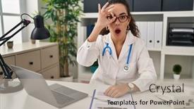  Presentation with eye doctor - Theme featuring young-hispanic-woman-wearing-doctor background and a mint green colored foreground