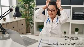  Presentation with rabbit - Slides with young-hispanic-woman-wearing-doctor background and a light gray colored foreground