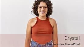  Presentation with glasses - Slides having young-hispanic-woman-wearing-glasses background and a coral colored foreground