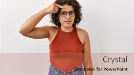  Presentation with acne woman - Presentation theme featuring young-hispanic-woman-wearing-glasses background and a coral colored foreground
