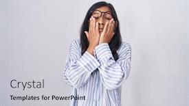  Presentation with glasses - Presentation design consisting of young-hispanic-woman-wearing-glasses background and a lemonade colored foreground