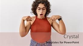  Presentation with glasses - PPT layouts featuring young-hispanic-woman-wearing-glasses background and a coral colored foreground
