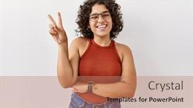  Presentation with two way street sign - PPT theme consisting of young-hispanic-woman-wearing-glasses background and a  colored foreground