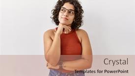  Presentation with glasses - Slides featuring young-hispanic-woman-wearing-glasses background and a coral colored foreground