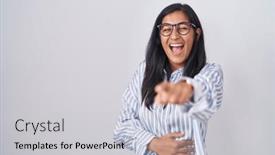  Presentation with shame - PPT theme enhanced with young-hispanic-woman-wearing-glasses background and a light gray colored foreground