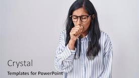  Presentation with health-care - Slide set consisting of young-hispanic-woman-wearing-glasses background and a light gray colored foreground