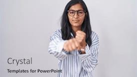  Presentation with violence woman - Slide set having young-hispanic-woman-wearing-glasses background and a light gray colored foreground