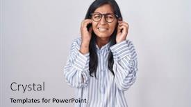  Presentation with glasses - Presentation consisting of young-hispanic-woman-wearing-glasses background and a  colored foreground