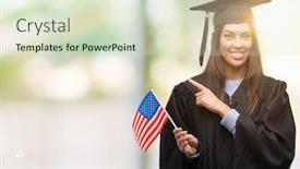  Presentation with america flag - PPT theme with latin american flags - young hispanic woman wearing graduated background and a soft green colored foreground