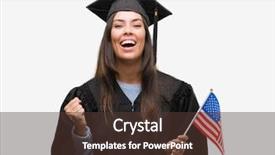  Presentation with celebrate office success - PPT theme featuring young hispanic woman wearing graduated background and a tawny brown colored foreground
