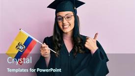  Presentation with graduation - Amazing presentation theme having young-hispanic-woman-wearing-graduation backdrop and a navy blue colored foreground