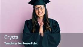  Presentation with ceremony - Presentation design having young-hispanic-woman-wearing-graduation background and a navy blue colored foreground