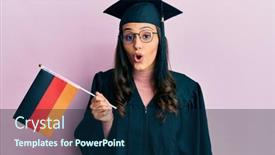  Presentation with graduation - Presentation theme consisting of young-hispanic-woman-wearing-graduation background and a navy blue colored foreground