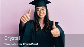  Presentation with graduation - Presentation design enhanced with young-hispanic-woman-wearing-graduation background and a wine colored foreground