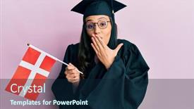  Presentation with graduation - Slide deck with young-hispanic-woman-wearing-graduation background and a navy blue colored foreground