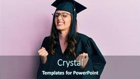  Presentation with graduation - Slide set consisting of young-hispanic-woman-wearing-graduation background and a navy blue colored foreground