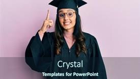  Presentation with graduation - PPT theme with young-hispanic-woman-wearing-graduation background and a navy blue colored foreground