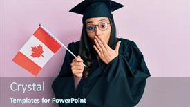  Presentation with canada flag - Slides with young-hispanic-woman-wearing-graduation background and a  colored foreground