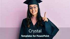  Presentation with confident young hispanic woman - Presentation theme with young-hispanic-woman-wearing-graduation background and a navy blue colored foreground