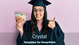  Presentation with graduation - Slides having young-hispanic-woman-wearing-graduation background and a navy blue colored foreground