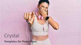  Presentation with gym - Presentation theme with young-hispanic-woman-wearing-gym background and a lemonade colored foreground