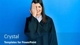  Presentation with confident young hispanic woman - Beautiful slide deck featuring young-hispanic-woman-wearing-judge backdrop and a ocean colored foreground