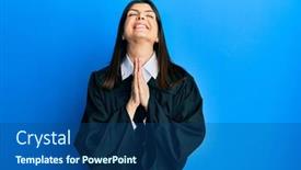  Presentation with praying hands - Presentation theme with young-hispanic-woman-wearing-judge background and a ocean colored foreground