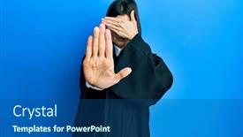  Presentation with woman sad - Presentation consisting of young-hispanic-woman-wearing-judge background and a ocean colored foreground