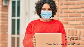  Presentation with deliver - Slide set featuring young-hispanic-woman-wearing-medical background and a coral colored foreground