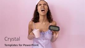  Presentation with alarm - Theme consisting of young-hispanic-woman-wearing-nightgown background and a soft green colored foreground