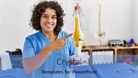  Presentation with hispanic - PPT layouts featuring young-hispanic-woman-wearing-physio background and a teal colored foreground