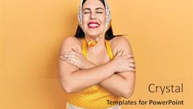  Presentation with confident young hispanic woman - Slide deck consisting of young-hispanic-woman-wearing-pin background and a yellow colored foreground