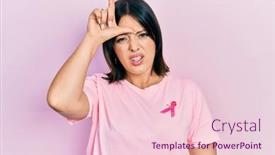  Presentation with pink ribbon - Audience pleasing presentation design consisting of young-hispanic-woman-wearing-pink backdrop and a lemonade colored foreground