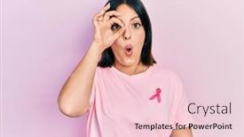  Presentation with cancer lemon green ribbon - PPT theme enhanced with young-hispanic-woman-wearing-pink background and a  colored foreground