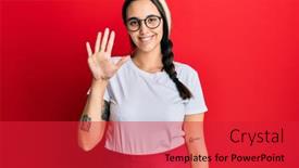  Presentation with waitress - Presentation design consisting of young-hispanic-woman-wearing-professional background and a red colored foreground