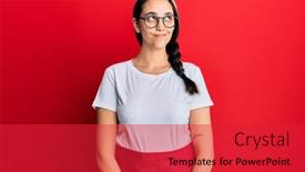  Presentation with waitress - Presentation design consisting of young-hispanic-woman-wearing-professional background and a red colored foreground