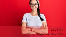  Presentation with professional - Audience pleasing theme consisting of young-hispanic-woman-wearing-professional backdrop and a red colored foreground