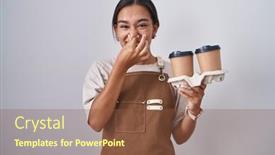  Presentation with breath - Presentation theme consisting of young-hispanic-woman-wearing-professional background and a tawny brown colored foreground