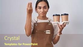  Presentation with waitress - Presentation enhanced with young-hispanic-woman-wearing-professional background and a tawny brown colored foreground