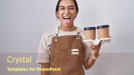  Presentation with emotion - Presentation design featuring young-hispanic-woman-wearing-professional background and a tawny brown colored foreground