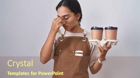  Presentation with professional - Slide set consisting of young-hispanic-woman-wearing-professional background and a tawny brown colored foreground