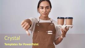  Presentation with waitress - PPT theme having young-hispanic-woman-wearing-professional background and a tawny brown colored foreground