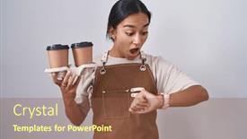  Presentation with waitress - Slides enhanced with young-hispanic-woman-wearing-professional background and a tawny brown colored foreground