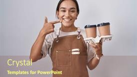  Presentation with waitress - Slide set featuring young-hispanic-woman-wearing-professional background and a tawny brown colored foreground