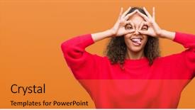  Presentation with young woman wearing boxer gloves - PPT layouts having young hispanic woman wearing red background and a  colored foreground