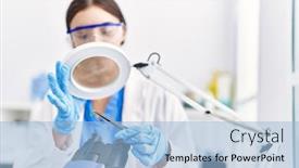  Presentation with insect - PPT theme featuring young-hispanic-woman-wearing-scientist background and a light blue colored foreground