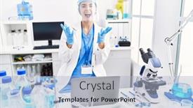  Presentation with mad scientist - Slides featuring young-hispanic-woman-wearing-scientist background and a light blue colored foreground