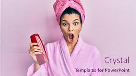  Presentation with shampoo - Audience pleasing slides consisting of young-hispanic-woman-wearing-shower backdrop and a lemonade colored foreground